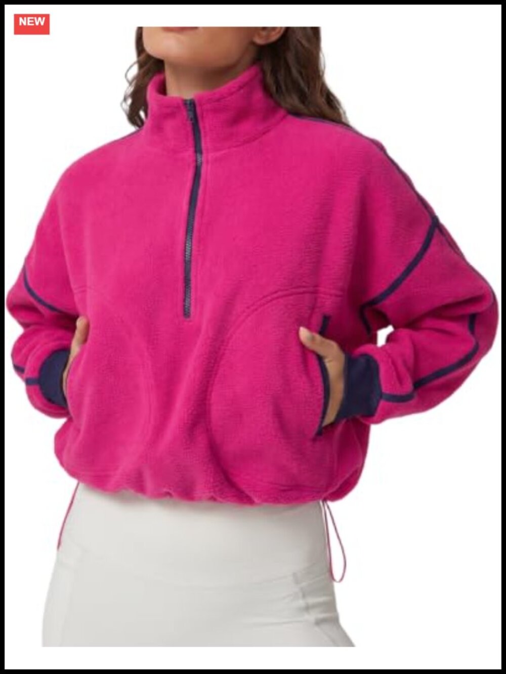 Women's Half Zip Fleece Short Pullover Sweatshirt Winter Cozy Sherpa Top